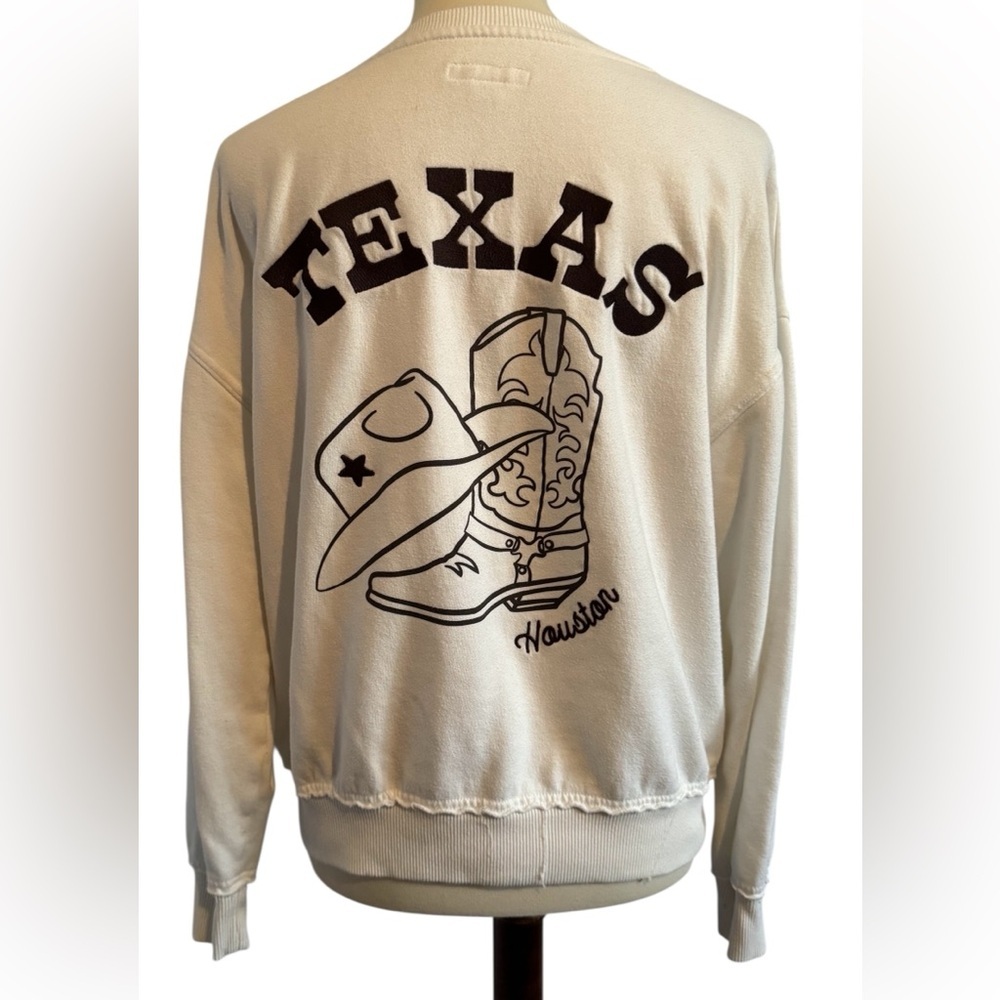 Aeropostale Houston Texas Cowgirl Oversized Notch V Neck Sweatshirt Size XS - Picture 4 of 13